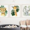Palm Leaves Jungle Animals Nursery Prints, Nursery Wall Art, Gender Neutral Nursery, Printable File, SH11