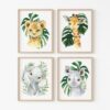 Palm Leaves Jungle Animals Nursery Prints, Nursery Wall Art, Gender Neutral Nursery, Printable File, SH11