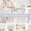 Baby Bear with Purple Balloons Baby Shower Bundle, Girl Baby Shower, Printable File, Edit Yourself, SH61