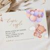 Baby Bear with Purple Balloons Baby Shower Invitation Suite, Girl Baby Shower, Printable File, Edit Yourself, SH61