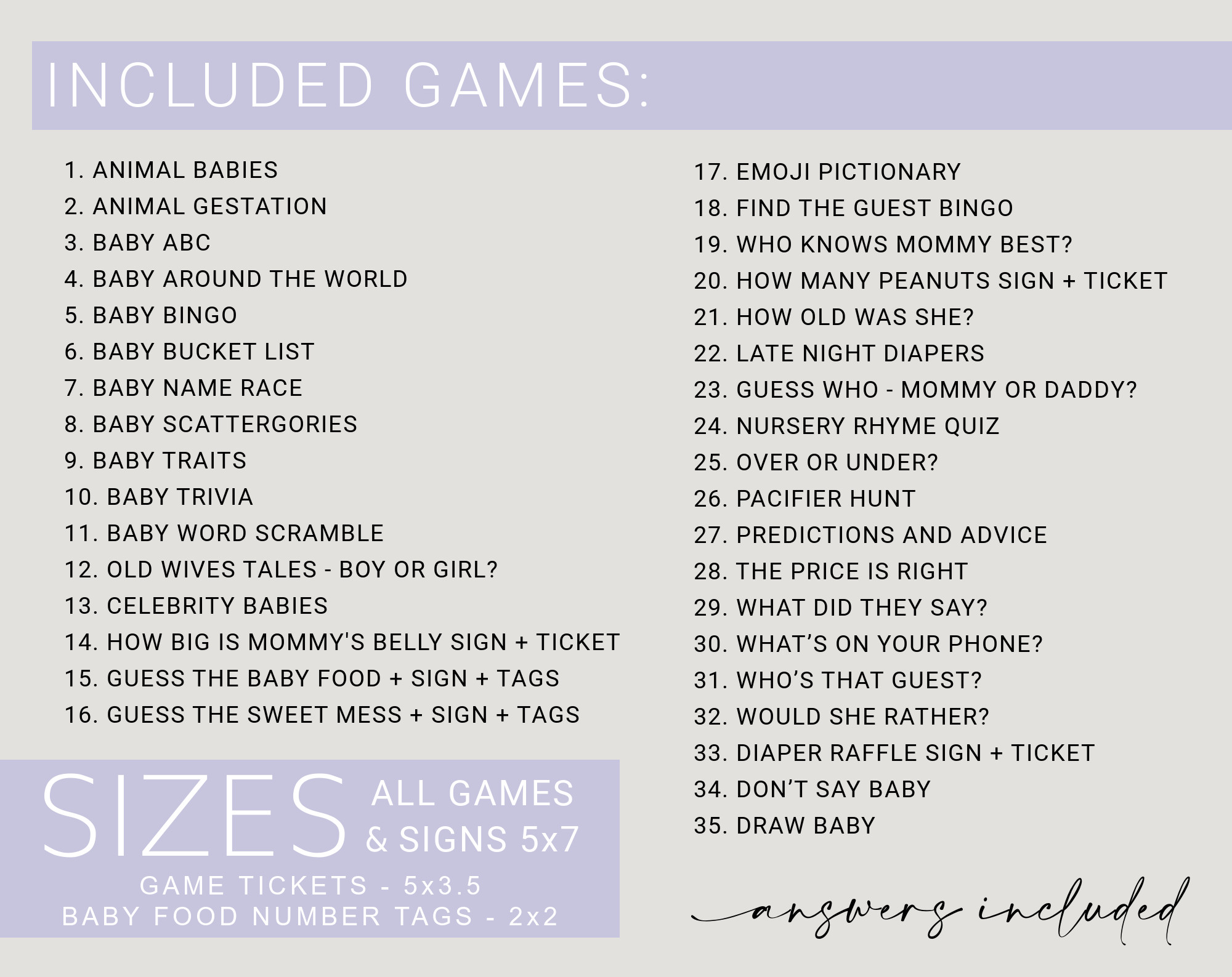 Baby Bear with Purple Balloons Baby Shower Games Bundle, Set of 35 Games, Girl Baby Shower, Printable File, Edit Yourself, SH61