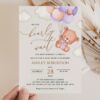 Baby Bear with Purple Balloons Baby Shower Invitation, Girl Baby Shower, Printable File, Edit Yourself, SH61 Baby Bear with Purple Balloons Baby Shower Invitation, Girl Baby Shower, Printable File, Edit Yourself, SH61