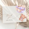 Baby Bear with Purple Balloons Thank You Card, Girl Baby Shower, Printable File, Edit Yourself, SH61