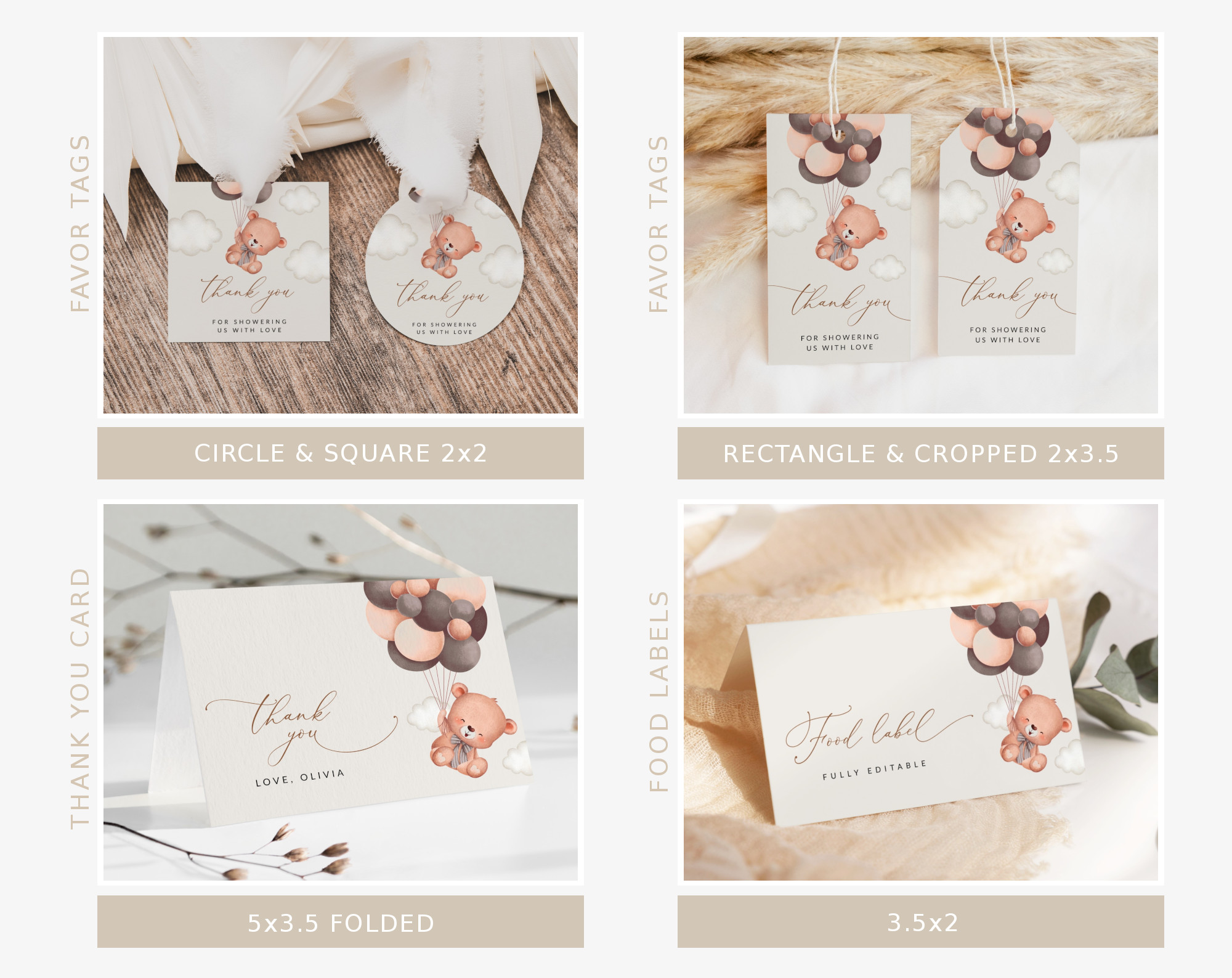 Baby Bear with Brown Balloons Baby Shower Bundle, Gender Neutral Baby Shower, Printable File, Edit Yourself, SH62 Baby Bear with Brown Balloons Baby Shower Bundle, Gender Neutral Baby Shower, Printable File, Edit Yourself, SH62