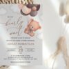Baby Bear with Brown Balloons Baby Shower Invitation, Gender Neutral Baby Shower, Printable File, Edit Yourself, SH62