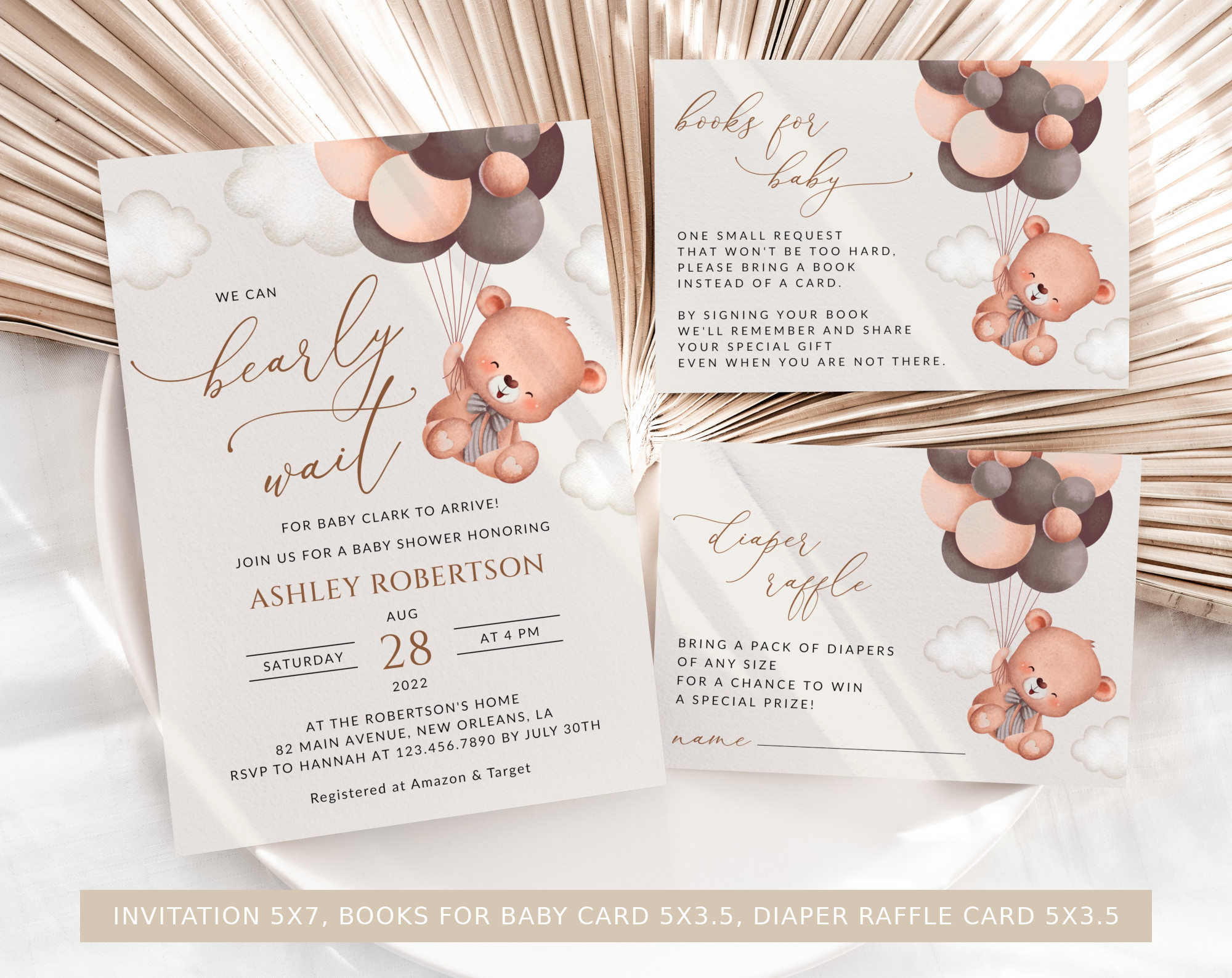 Baby Bear with Brown Balloons Baby Shower Bundle, Gender Neutral Baby Shower, Printable File, Edit Yourself, SH62 Baby Bear with Brown Balloons Baby Shower Bundle, Gender Neutral Baby Shower, Printable File, Edit Yourself, SH62