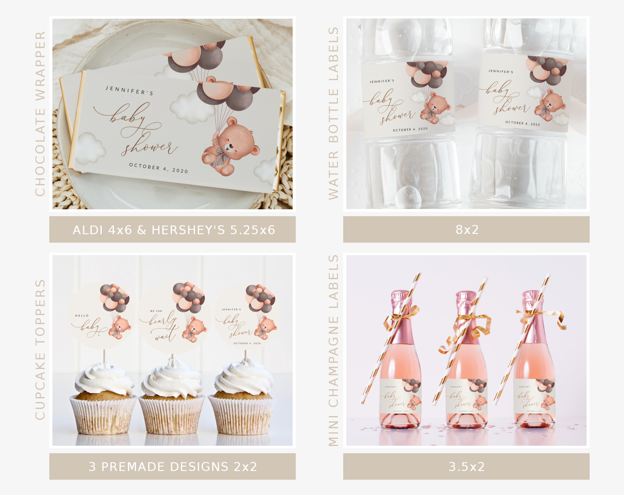 Baby Bear with Brown Balloons Baby Shower Bundle, Gender Neutral Baby Shower, Printable File, Edit Yourself, SH62 Baby Bear with Brown Balloons Baby Shower Bundle, Gender Neutral Baby Shower, Printable File, Edit Yourself, SH62