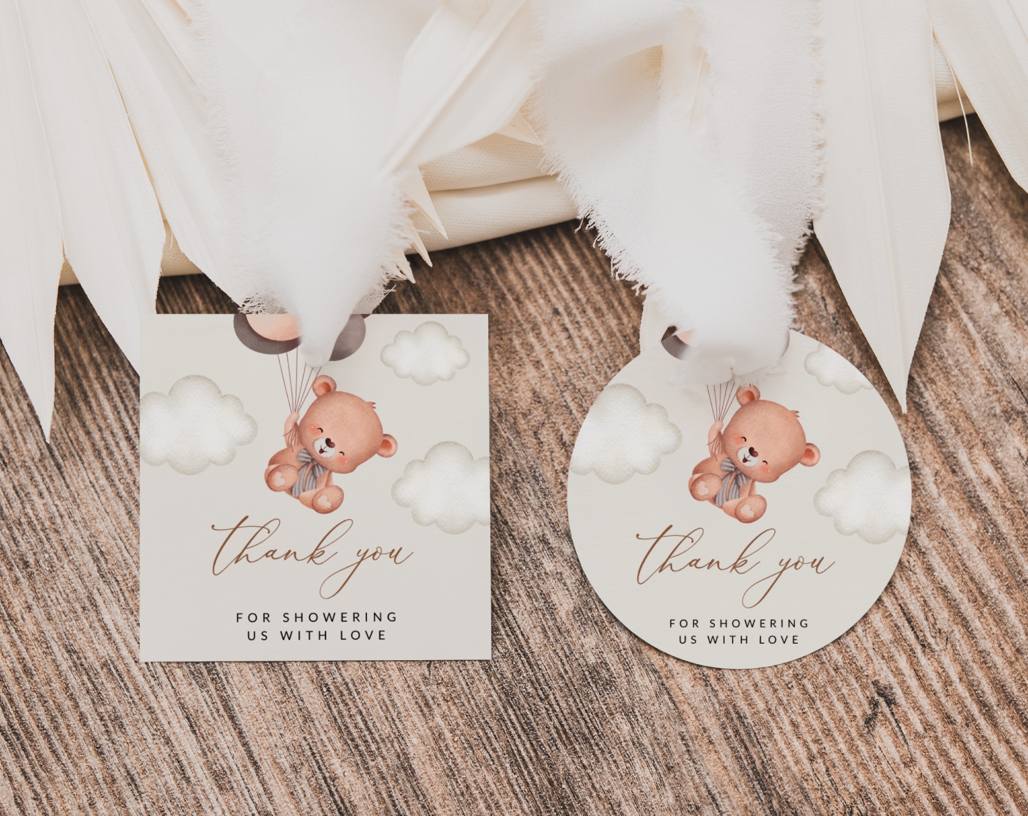 Baby Bear with Brown Balloons Favor Tags, Gift Tags, Gender Neutral Baby Shower, Printable File, Edit Yourself, SH62 Baby Bear with Brown Balloons Favor Tags, Gift Tags, Gender Neutral Baby Shower, Printable File, Edit Yourself, SH62