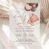 Baby Bear with Brown Balloons Baby Shower Invitation, Gender Neutral Baby Shower, Printable File, Edit Yourself, SH62