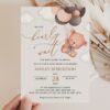 Baby Bear with Brown Balloons Baby Shower Invitation, Gender Neutral Baby Shower, Printable File, Edit Yourself, SH62