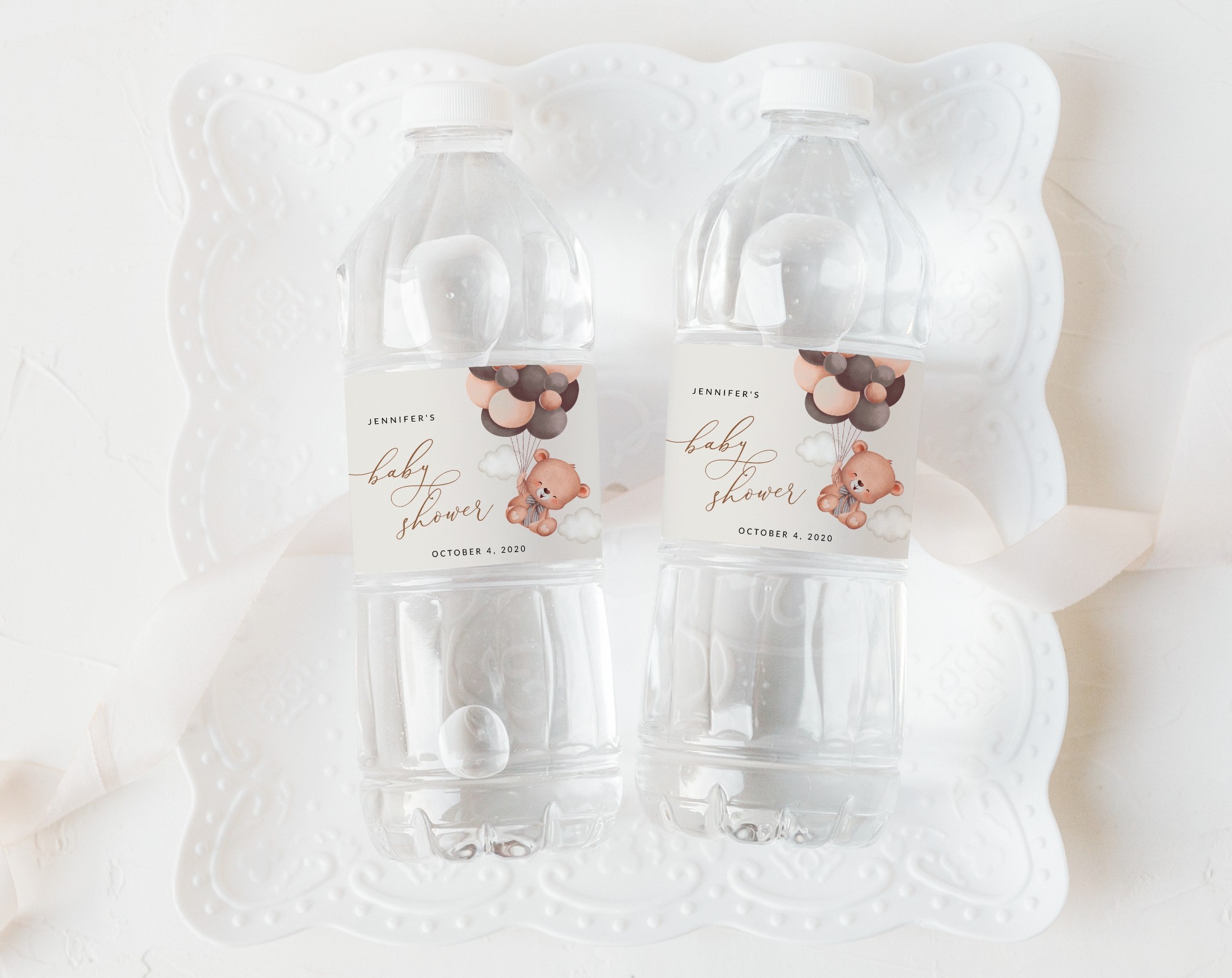 Baby Bear with Brown Balloons Water Bottle Labels, Baby Shower Decoration, Gender Neutral Baby Shower, Printable File, Edit Yourself, SH62 Baby Bear with Brown Balloons Water Bottle Labels, Baby Shower Decoration, Gender Neutral Baby Shower, Printable File, Edit Yourself, SH62