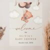 Baby Bear with Brown Balloons Welcome Sign, Baby Shower Sign, Gender Neutral Baby Shower, Printable File, Edit Yourself, SH62