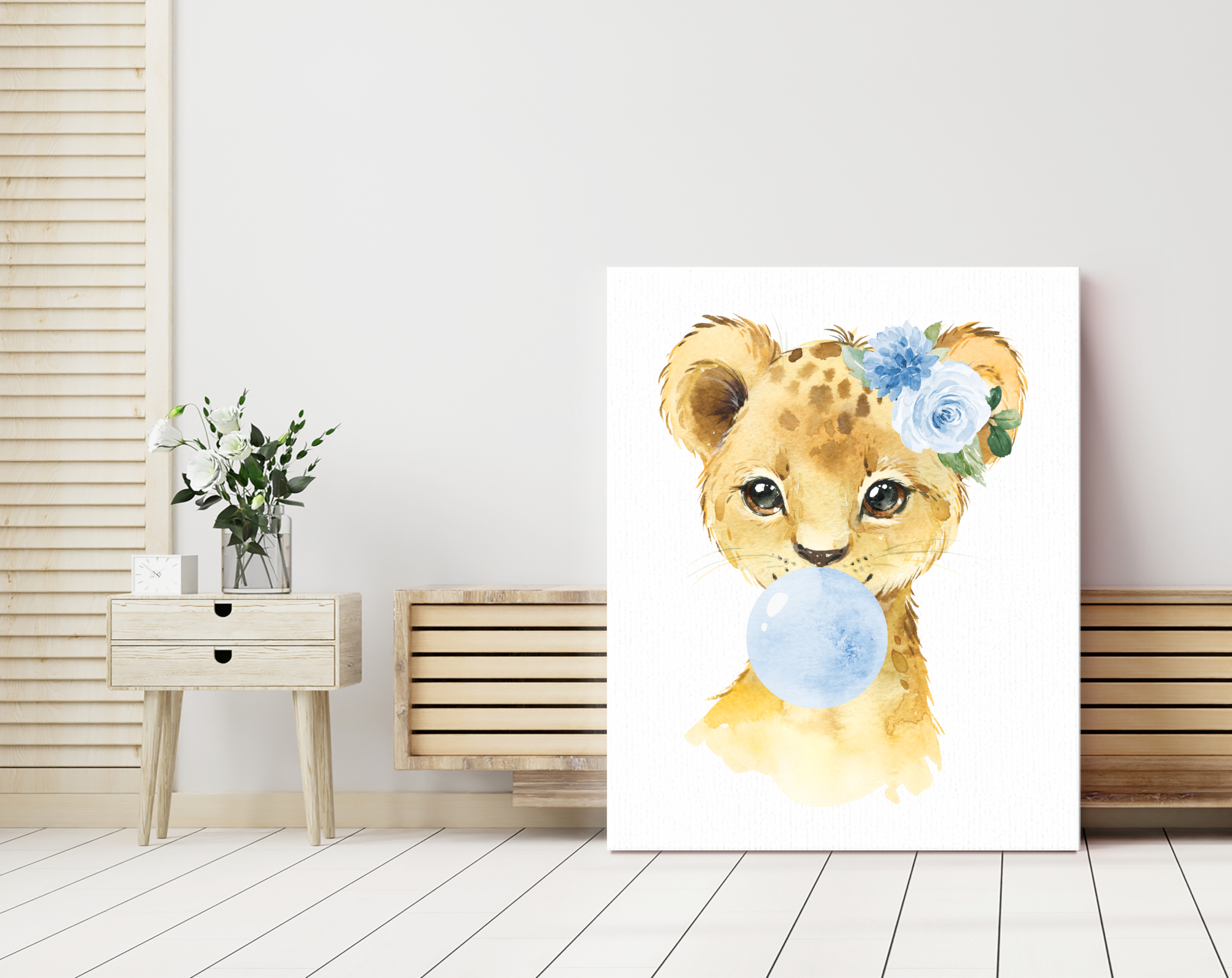 Blue Bubble Gum Jungle Animals Nursery Prints, Nursery Wall Art, Boy Nursery Decor, Printable File, SH63
