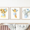 Blue Bubble Gum Jungle Animals Nursery Prints, Nursery Wall Art, Boy Nursery Decor, Printable File, SH63
