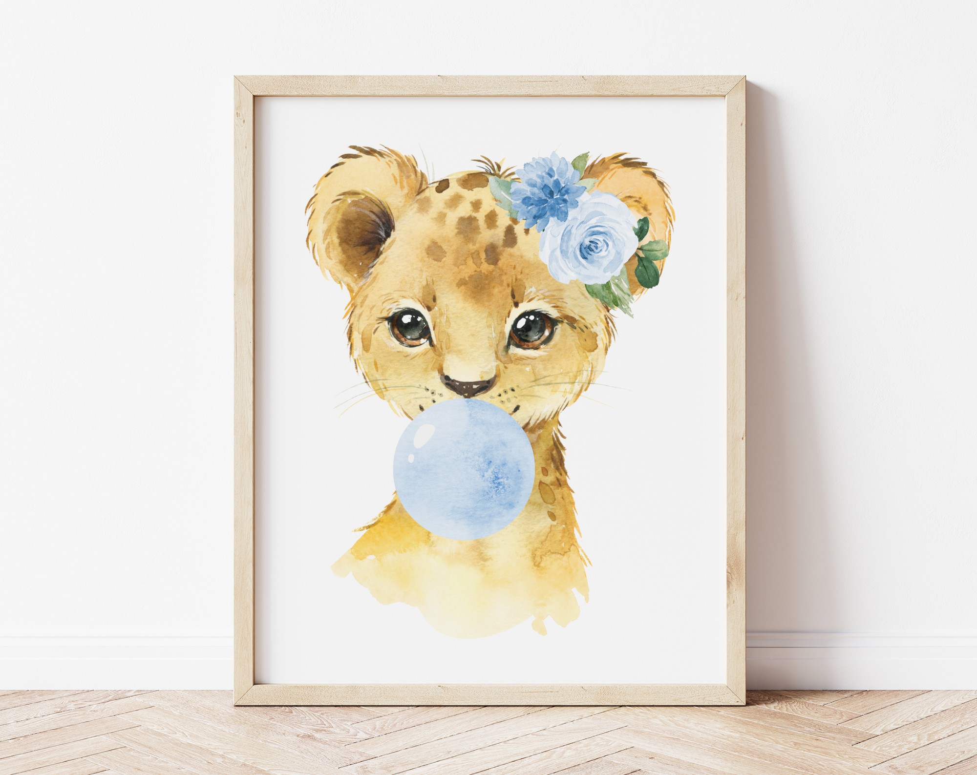 Blue Bubble Gum Jungle Animals Nursery Prints, Nursery Wall Art, Boy Nursery Decor, Printable File, SH63