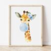 Blue Bubble Gum Jungle Animals Nursery Prints, Nursery Wall Art, Boy Nursery Decor, Printable File, SH63