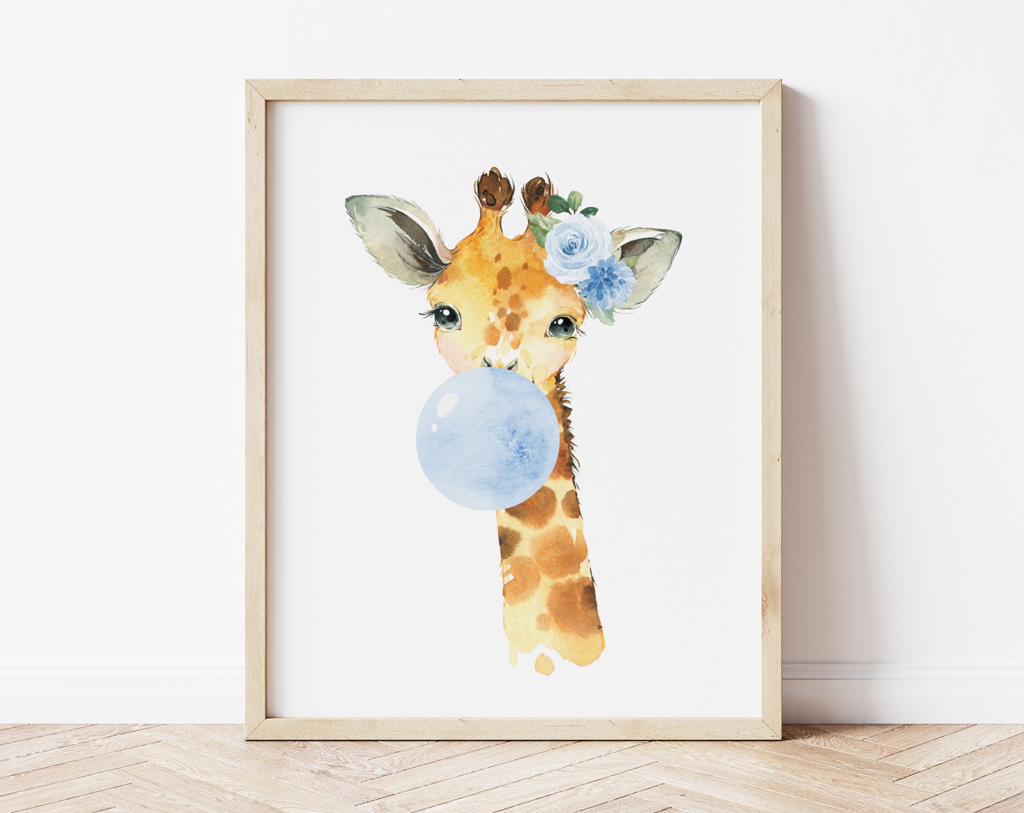Blue Bubble Gum Jungle Animals Nursery Prints, Nursery Wall Art, Boy Nursery Decor, Printable File, SH63