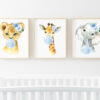 Blue Bubble Gum Jungle Animals Nursery Prints, Nursery Wall Art, Boy Nursery Decor, Printable File, SH63