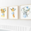 Blue Bubble Gum Jungle Animals Nursery Prints, Nursery Wall Art, Boy Nursery Decor, Printable File, SH63