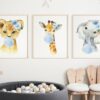 Blue Bubble Gum Jungle Animals Nursery Prints, Nursery Wall Art, Boy Nursery Decor, Printable File, SH63