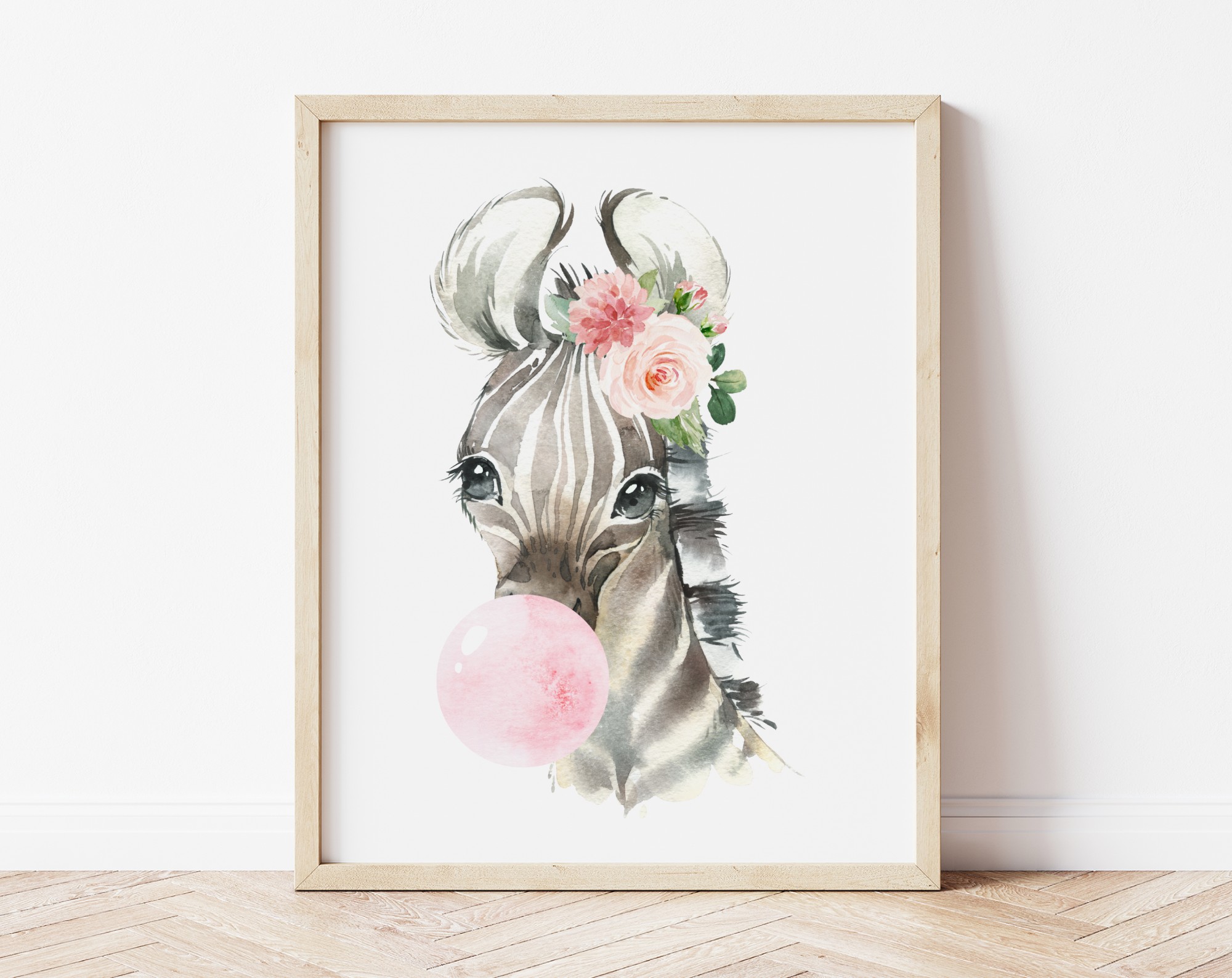 Pink Bubble Gum Jungle Animals Nursery Prints, Nursery Wall Art, Girl Nursery Decor, Printable File, SH63