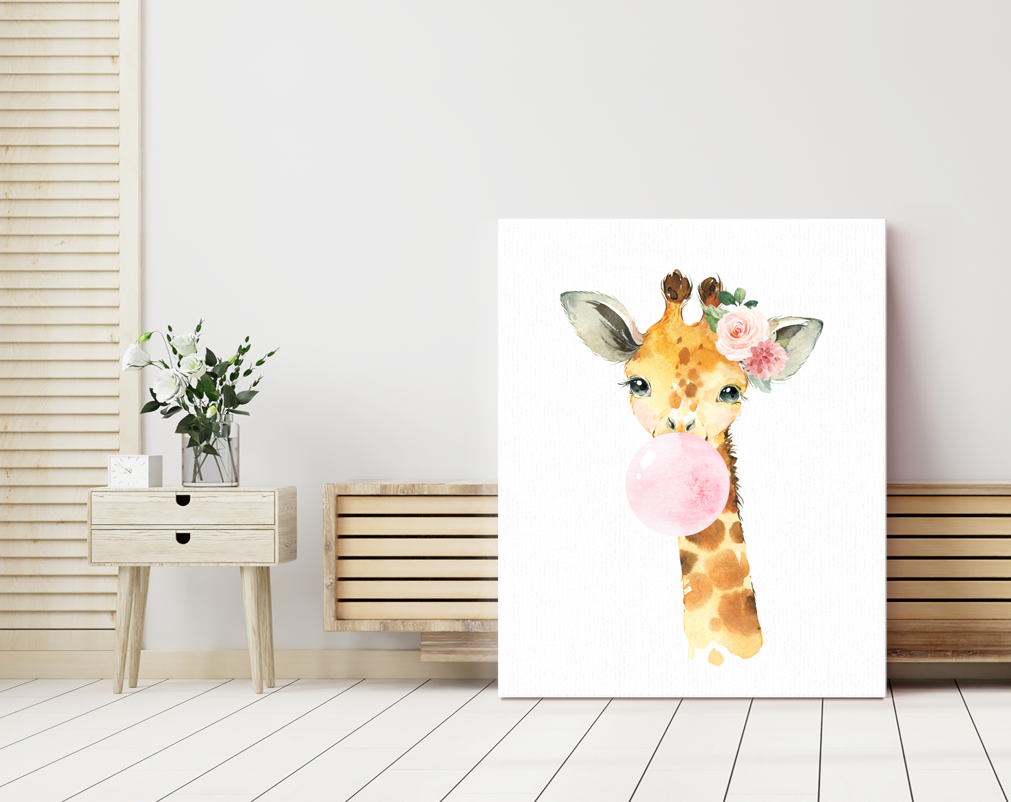 Pink Bubble Gum Jungle Animals Nursery Prints, Nursery Wall Art, Girl Nursery Decor, Printable File, SH63