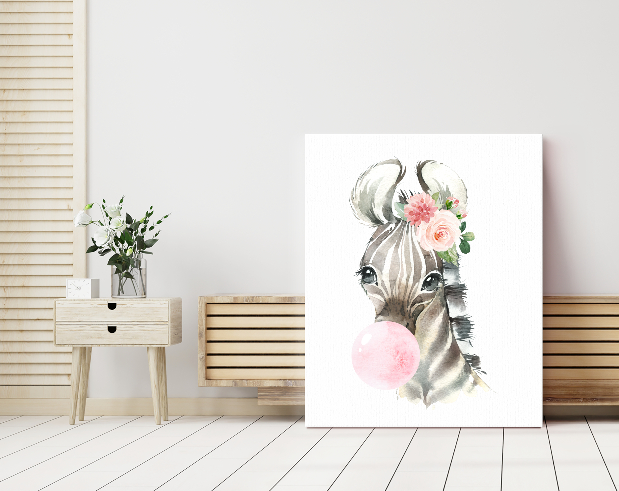 Pink Bubble Gum Jungle Animals Nursery Prints, Nursery Wall Art, Girl Nursery Decor, Printable File, SH63
