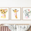 Pink Bubble Gum Jungle Animals Nursery Prints, Nursery Wall Art, Girl Nursery Decor, Printable File, SH63