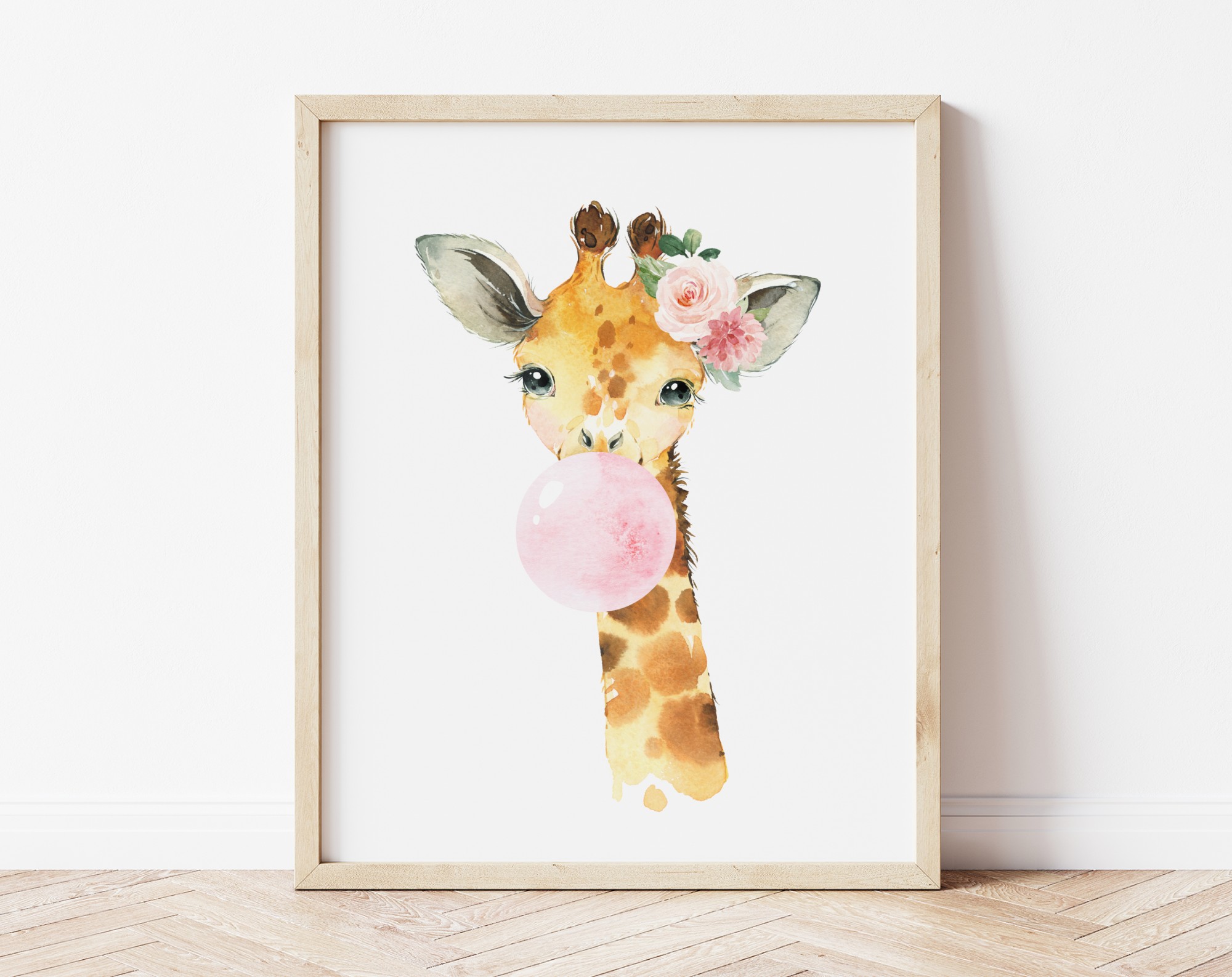 Pink Bubble Gum Jungle Animals Nursery Prints, Nursery Wall Art, Girl Nursery Decor, Printable File, SH63