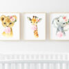 Pink Bubble Gum Jungle Animals Nursery Prints, Nursery Wall Art, Girl Nursery Decor, Printable File, SH63