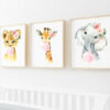 Pink Bubble Gum Jungle Animals Nursery Prints, Nursery Wall Art, Girl Nursery Decor, Printable File, SH63