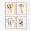 Pink Bubble Gum Jungle Animals Nursery Prints, Nursery Wall Art, Girl Nursery Decor, Printable File, SH63