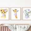 Purple Bubble Gum Jungle Animals Nursery Prints, Nursery Wall Art, Gender Neutral Nursery, Printable File, SH63