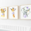 Purple Bubble Gum Jungle Animals Nursery Prints, Nursery Wall Art, Gender Neutral Nursery, Printable File, SH63