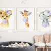 Purple Bubble Gum Jungle Animals Nursery Prints, Nursery Wall Art, Gender Neutral Nursery, Printable File, SH63