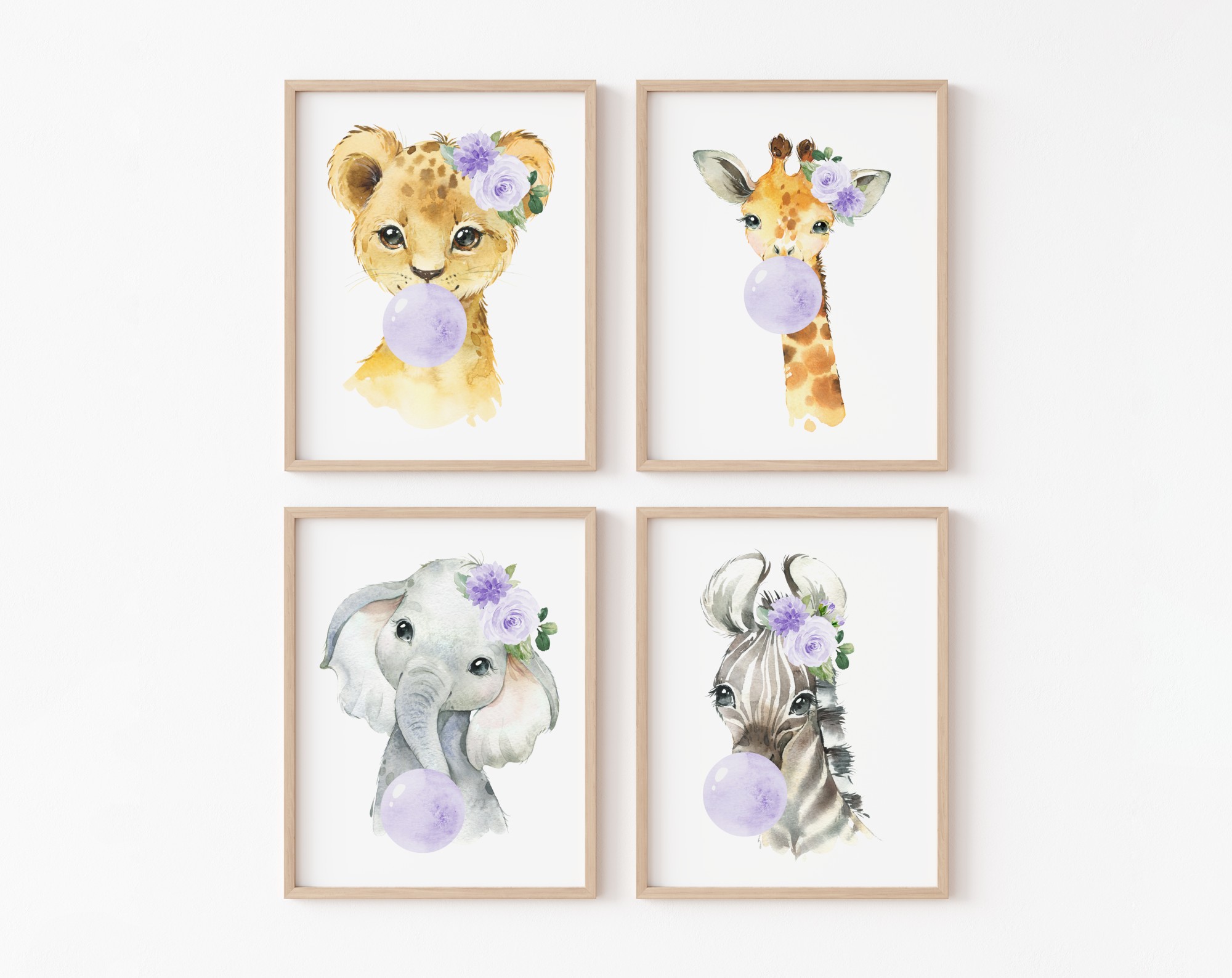 Purple Bubble Gum Jungle Animals Nursery Prints, Nursery Wall Art, Gender Neutral Nursery, Printable File, SH63 Purple Bubble Gum Jungle Animals Nursery Prints, Nursery Wall Art, Gender Neutral Nursery, Printable File, SH63