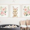 Cute Bunny Pink Flowers Nursery Wall Art, Nursery Prints, Girl Nursery Decor, Printable File, SH05 Cute Bunny Pink Flowers Nursery Wall Art, Nursery Prints, Girl Nursery Decor, Printable File, SH05