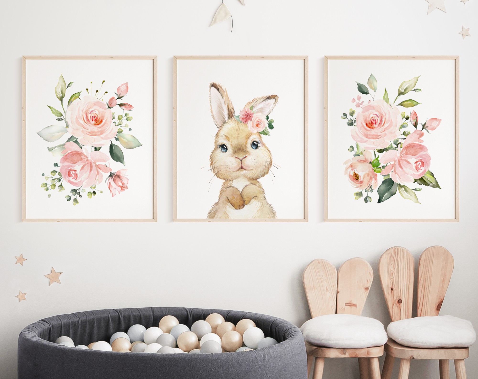 Cute Bunny Pink Flowers Nursery Wall Art, Nursery Prints, Girl Nursery Decor, Printable File, SH05 Cute Bunny Pink Flowers Nursery Wall Art, Nursery Prints, Girl Nursery Decor, Printable File, SH05