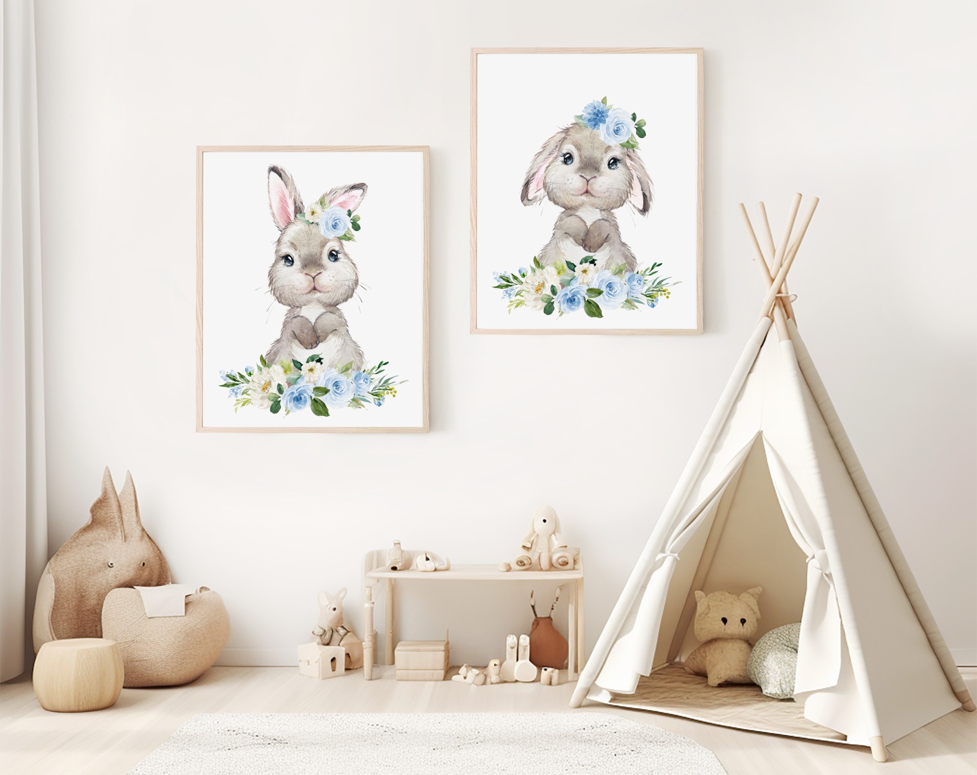 Little Bunny Blue Flowers Nursery Prints, Nursery Wall Art, Boy Nursery Decor, Printable File, SH05 Little Bunny Blue Flowers Nursery Prints, Nursery Wall Art, Boy Nursery Decor, Printable File, SH05