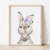 Cute Bunny Purple Flowers Nursery Prints, Nursery Wall Art, Gender Neutral Nursery, Printable File, SH05