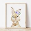 Cute Bunny Purple Flowers Nursery Prints, Nursery Wall Art, Gender Neutral Nursery, Printable File, SH05