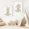Little Bunny Purple Flowers Nursery Prints, Nursery Wall Art, Gender Neutral Nursery, Printable File, SH05
