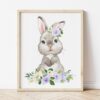 Little Bunny Purple Flowers Nursery Prints, Nursery Wall Art, Gender Neutral Nursery, Printable File, SH05