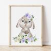 Little Bunny Purple Flowers Nursery Prints, Nursery Wall Art, Gender Neutral Nursery, Printable File, SH05