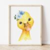 Blue Flowers Duck Nursery Prints, Farm Animals, Nursery Wall Art, Boy Nursery Decor, Printable File, SH06