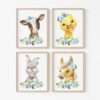 Blue Flowers Farm Animals Nursery Prints, Nursery Wall Art, Boy Nursery Decor, Printable File, SH06