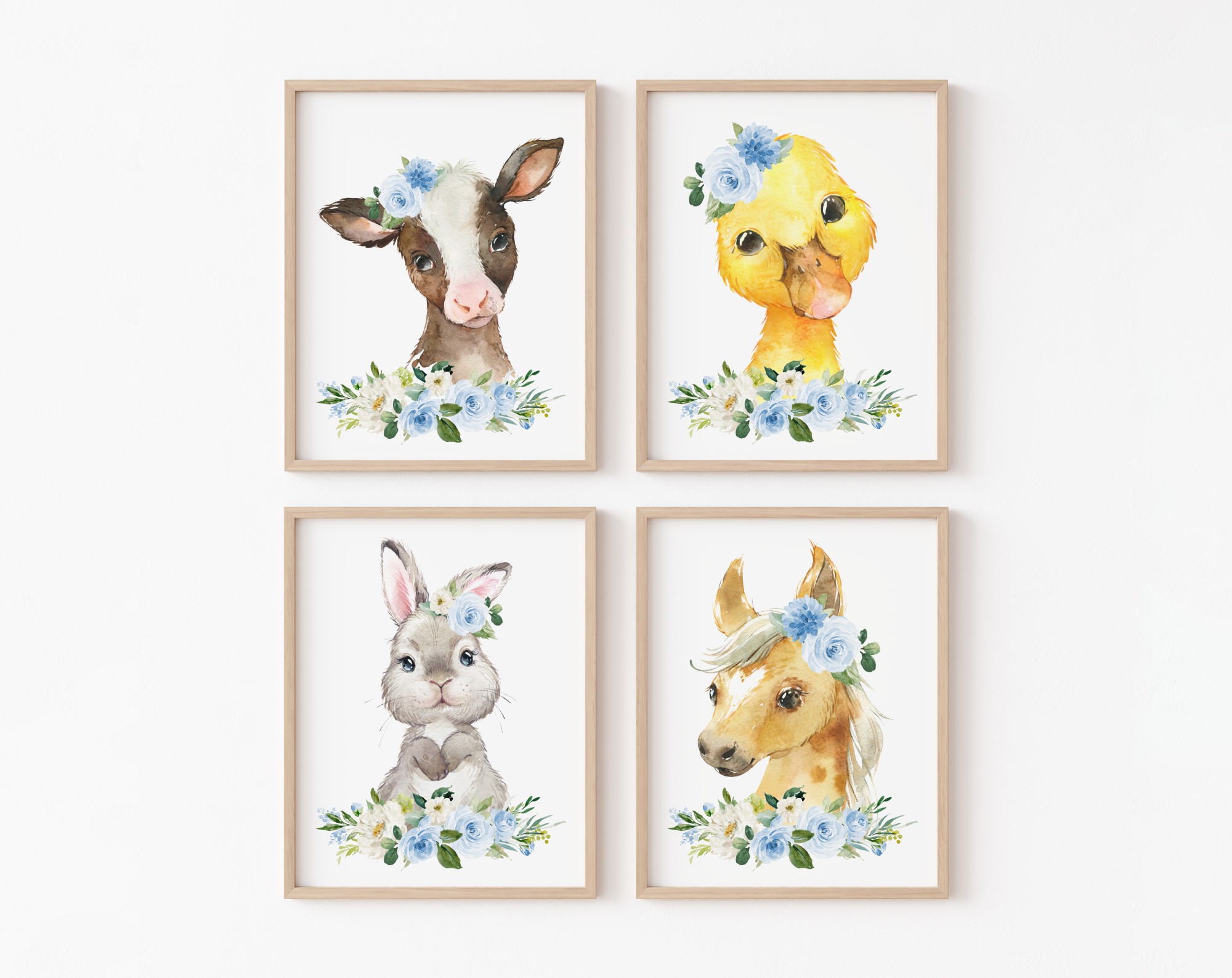 Blue Flowers Farm Animals Nursery Prints, Nursery Wall Art, Boy Nursery Decor, Printable File, SH06 Blue Flowers Farm Animals Nursery Prints, Nursery Wall Art, Boy Nursery Decor, Printable File, SH06
