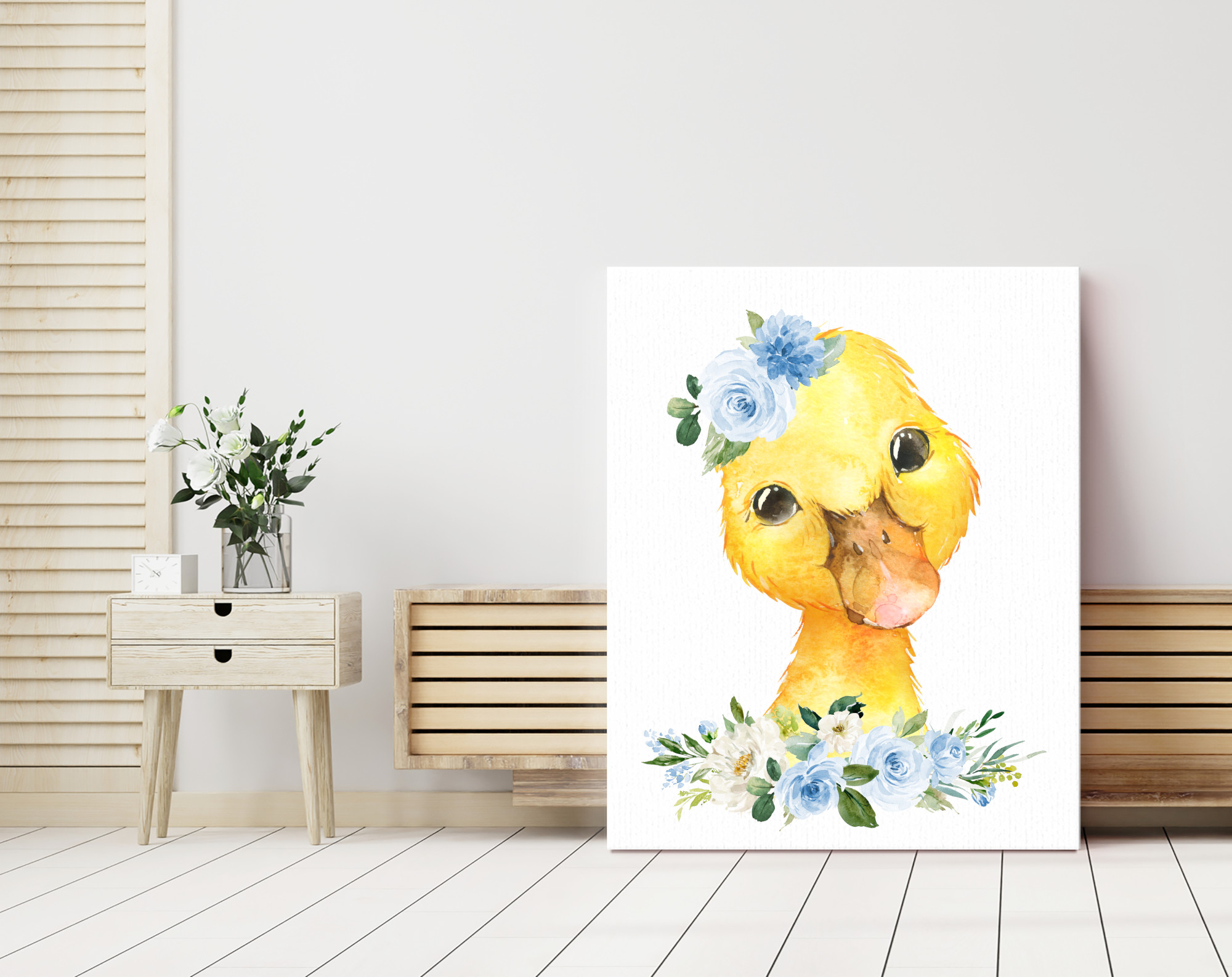 Blue Flowers Farm Animals Nursery Prints, Nursery Wall Art, Boy Nursery Decor, Printable File, SH06