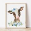 Blue Flowers Farm Animals Nursery Prints, Nursery Wall Art, Boy Nursery Decor, Printable File, SH06