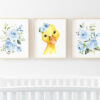 Blue Flowers Duck Nursery Prints, Farm Animals, Nursery Wall Art, Boy Nursery Decor, Printable File, SH06